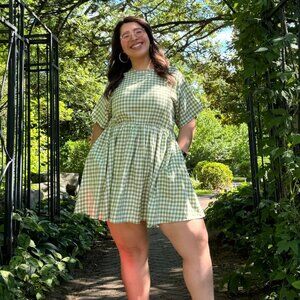 Shiny by Nature Gingham Dress, Matcha Green, 3XL